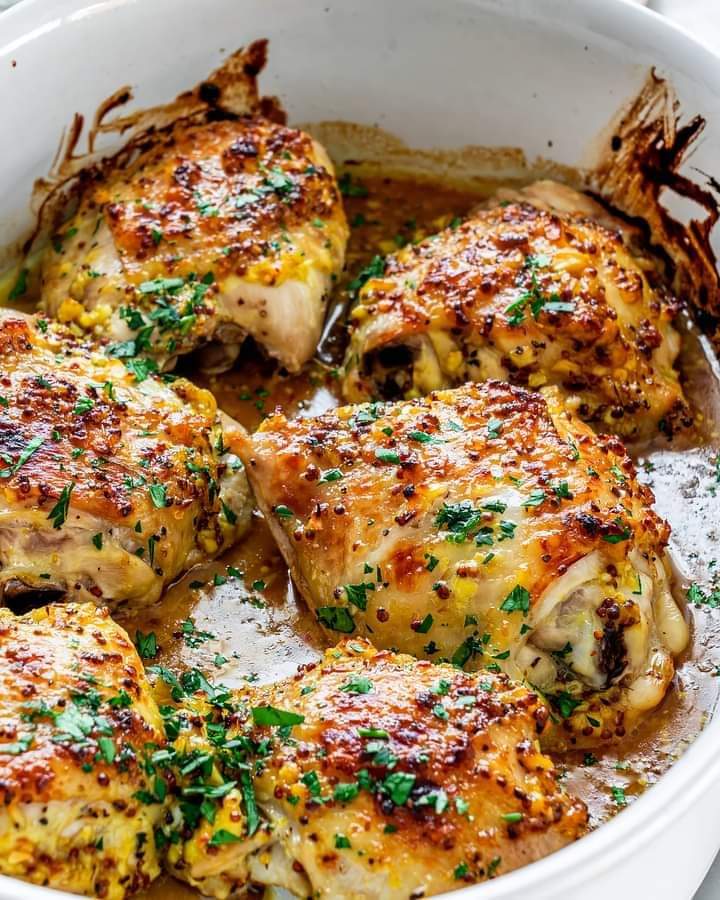 Here’s a delicious recipe for baked chicken with a honey mustard glaze