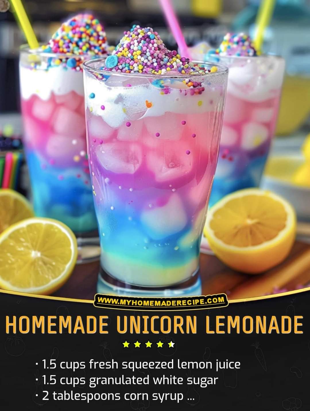Homemade Unicorn Lemonade