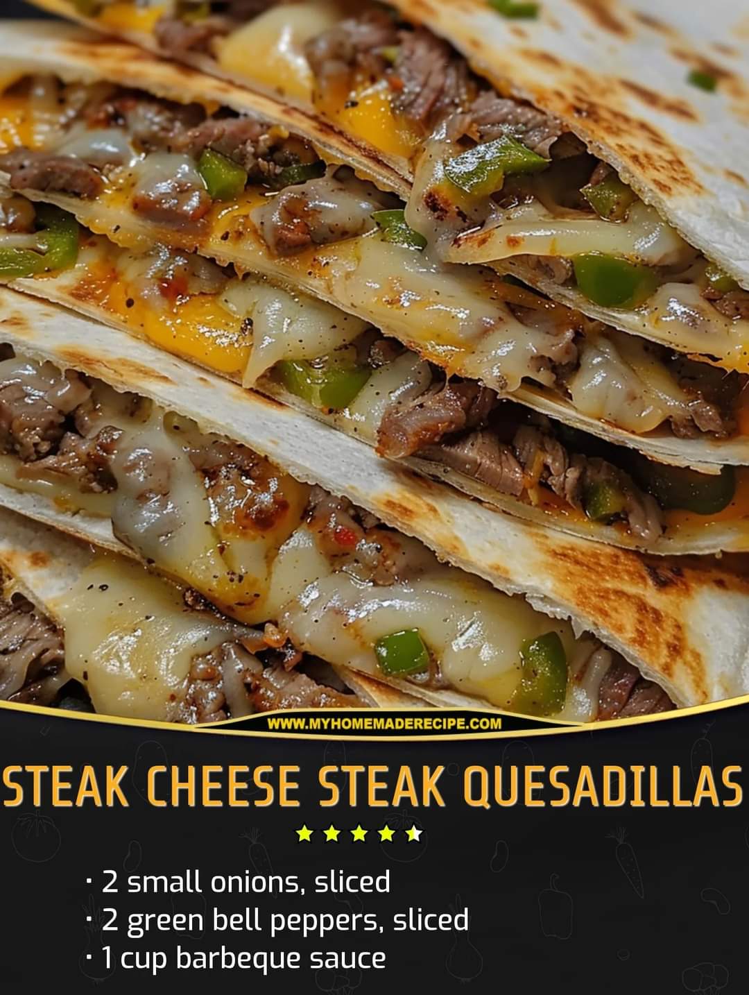 Steak Cheese Steak Quesadillas