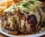 Crockpot French Onion Meatloaf and Melted Swiss Cheese