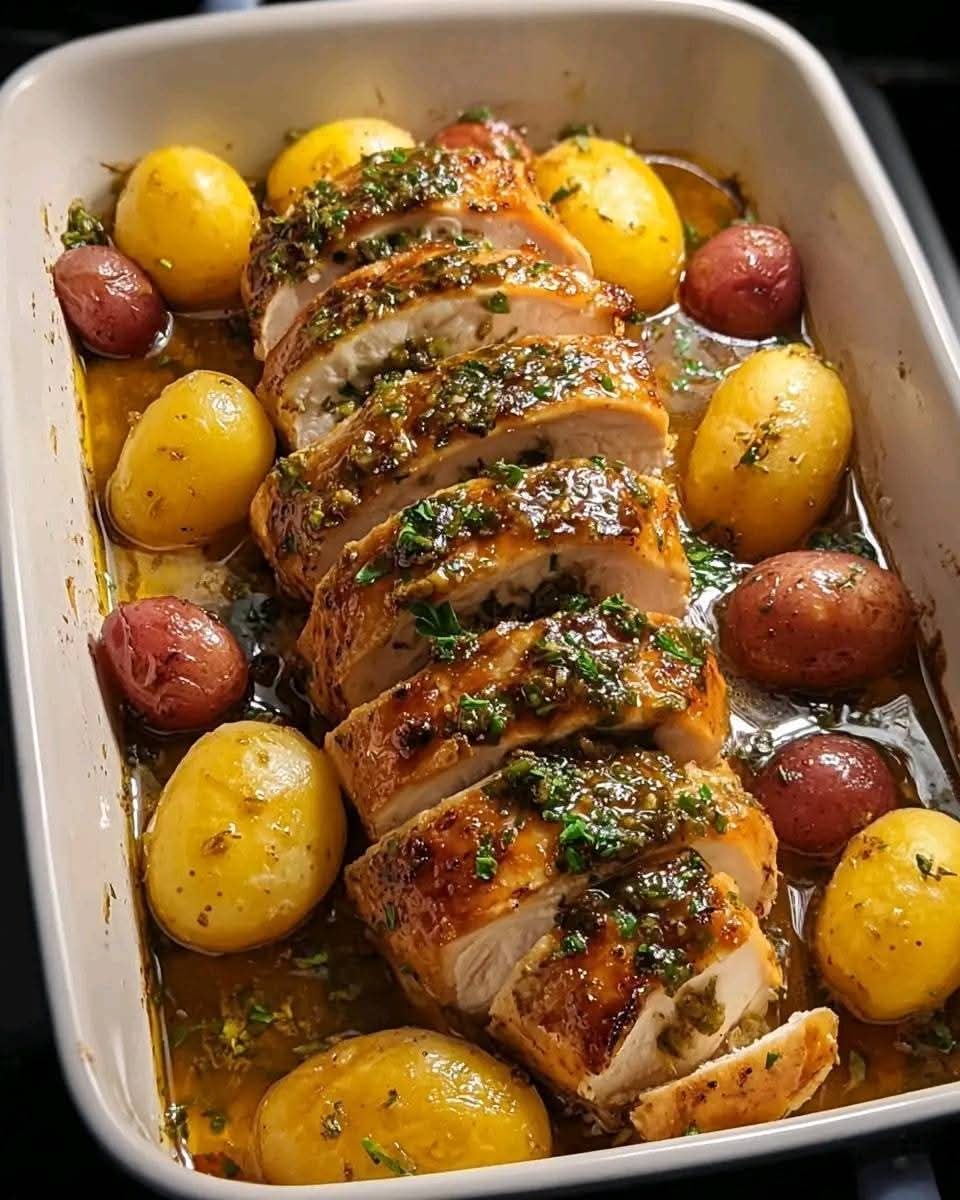 Epic Garlic Herb Roasted Chicken with Baby Potatoes