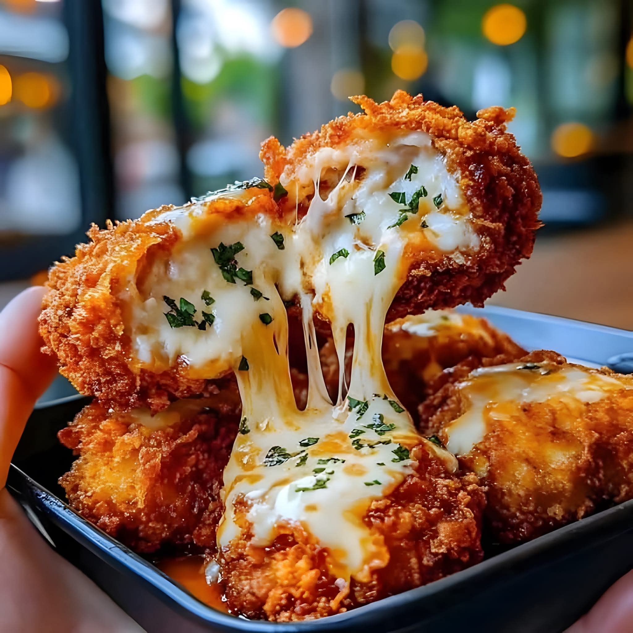 Cheese-Stuffed Crispy Chicken Bites
