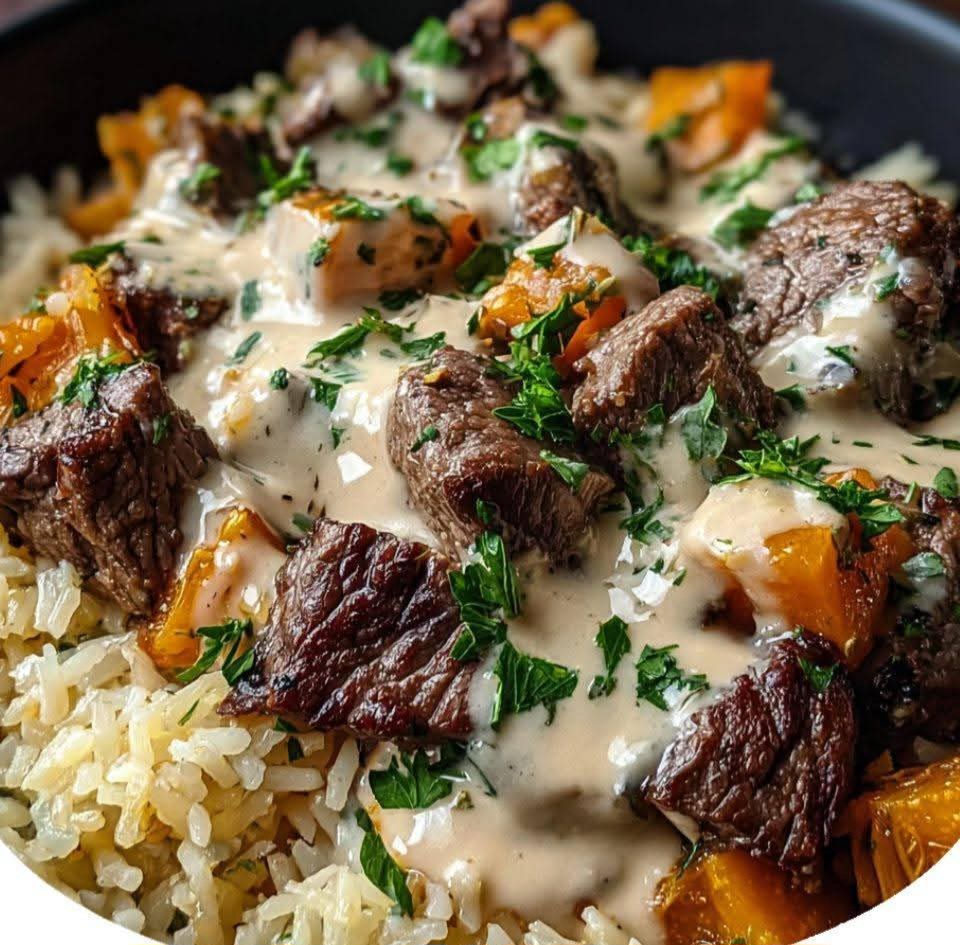 Cheesy Steak & Queso Rice