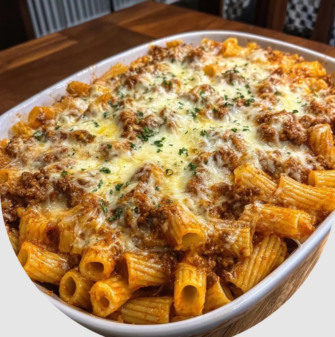  Cheesy Beef Rigatoni Bake
