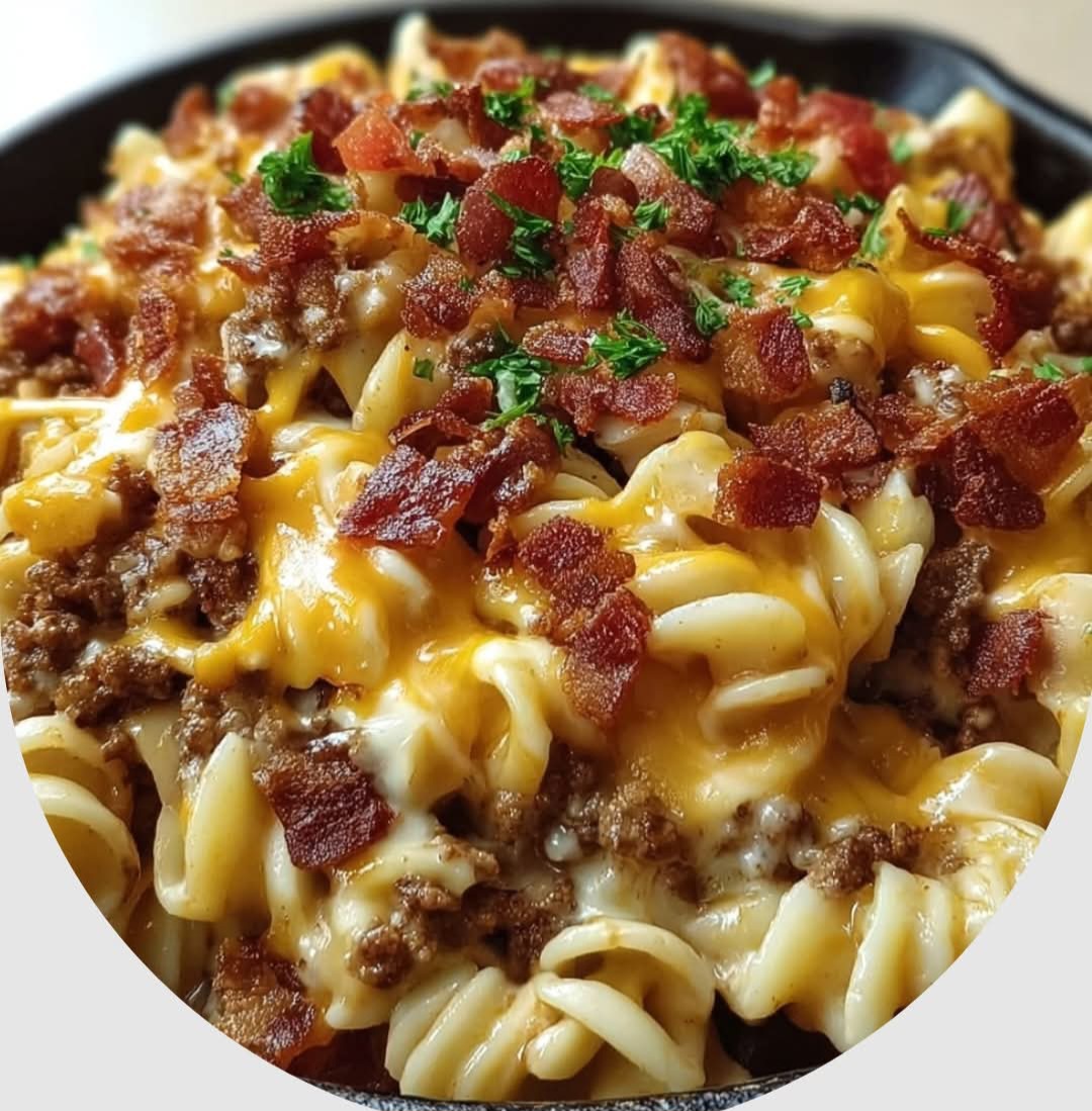 Loaded Bacon Cheeseburger Pasta Skillet 