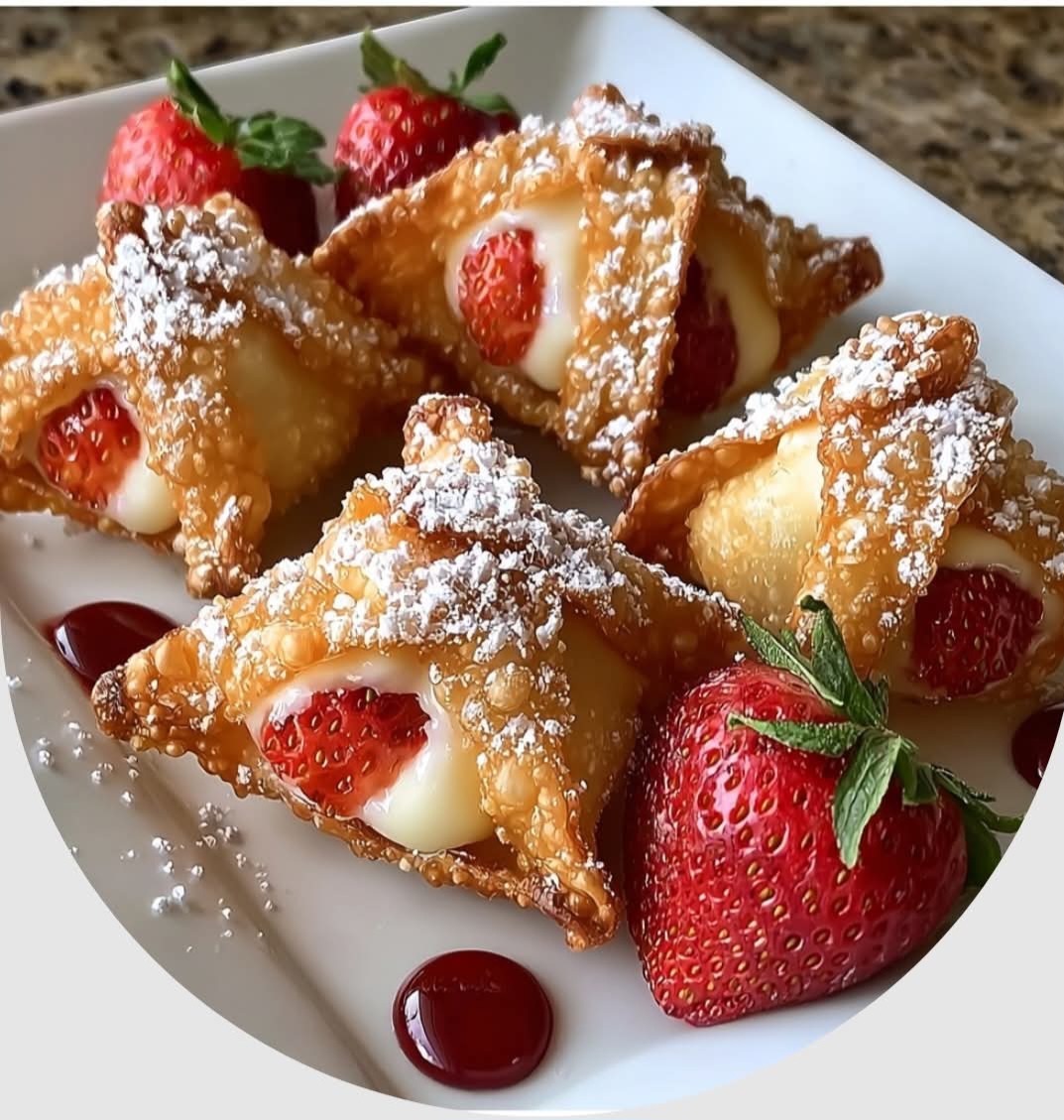 Deep-Fried Strawberry Cheesecake Stuffed Wonton Bites
